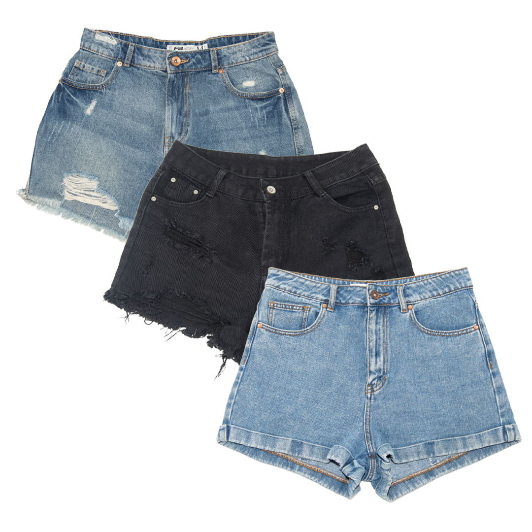 PACK PANTALONES CORTOS DE CINTURA ALTA